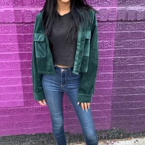 Shein Green Corduroy Jacket Size Medium